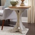 Table d'appoint ronde blanc antique, style ferme revisitée