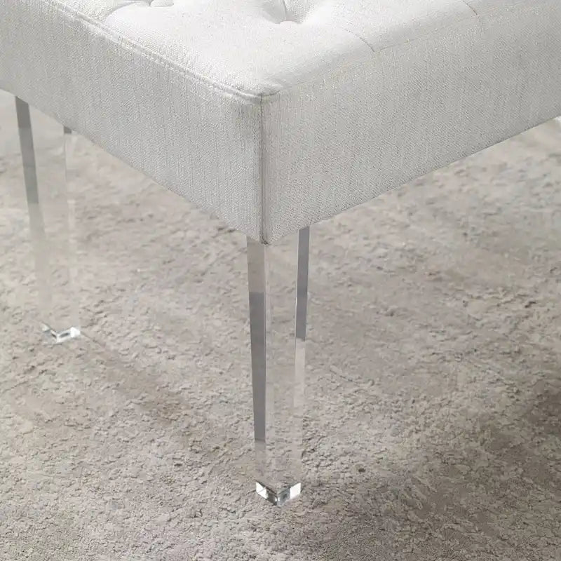 Banc d'entrée capitonné en cristal blanc