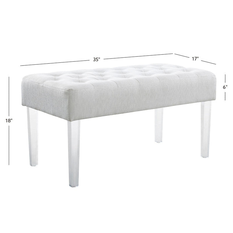 Banc d'entrée capitonné en cristal blanc
