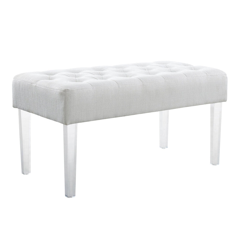 Banc d'entrée capitonné en cristal blanc