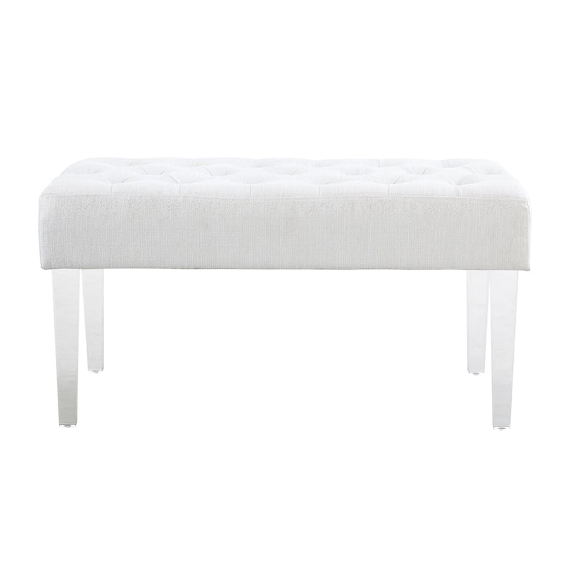 Banc d'entrée capitonné en cristal blanc