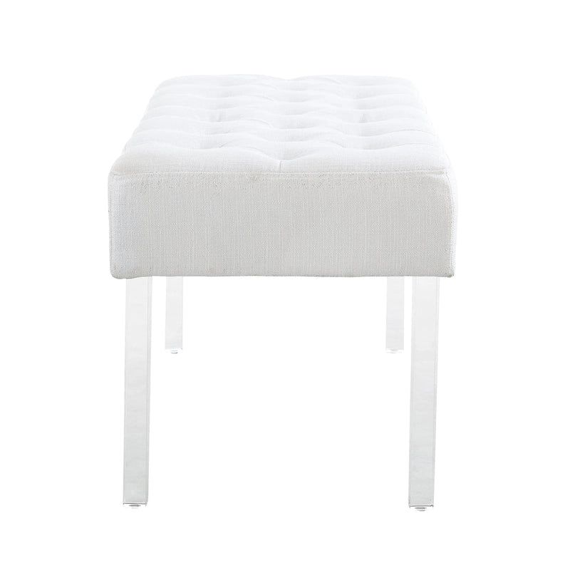Banc d'entrée capitonné en cristal blanc