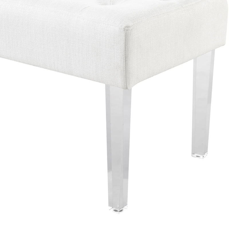 Banc d'entrée capitonné en cristal blanc