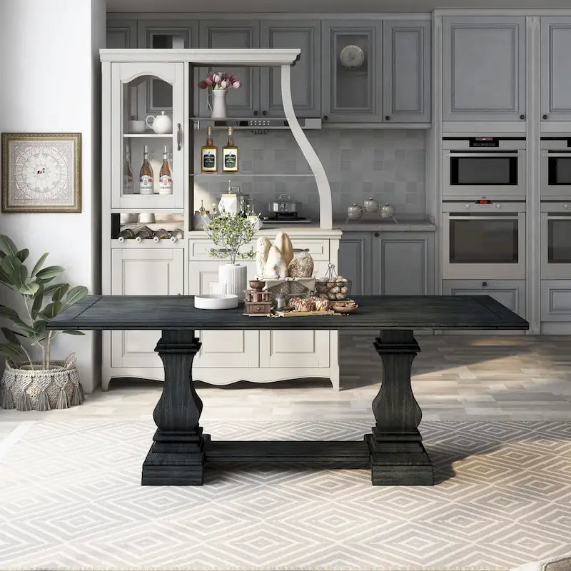Table à manger antique noire traditionnelle