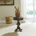 Table d'appoint ronde selle marron et bluestone