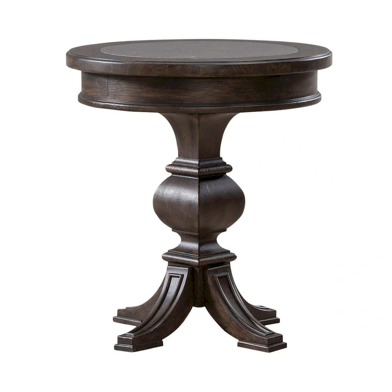 Table d'appoint ronde selle marron et bluestone