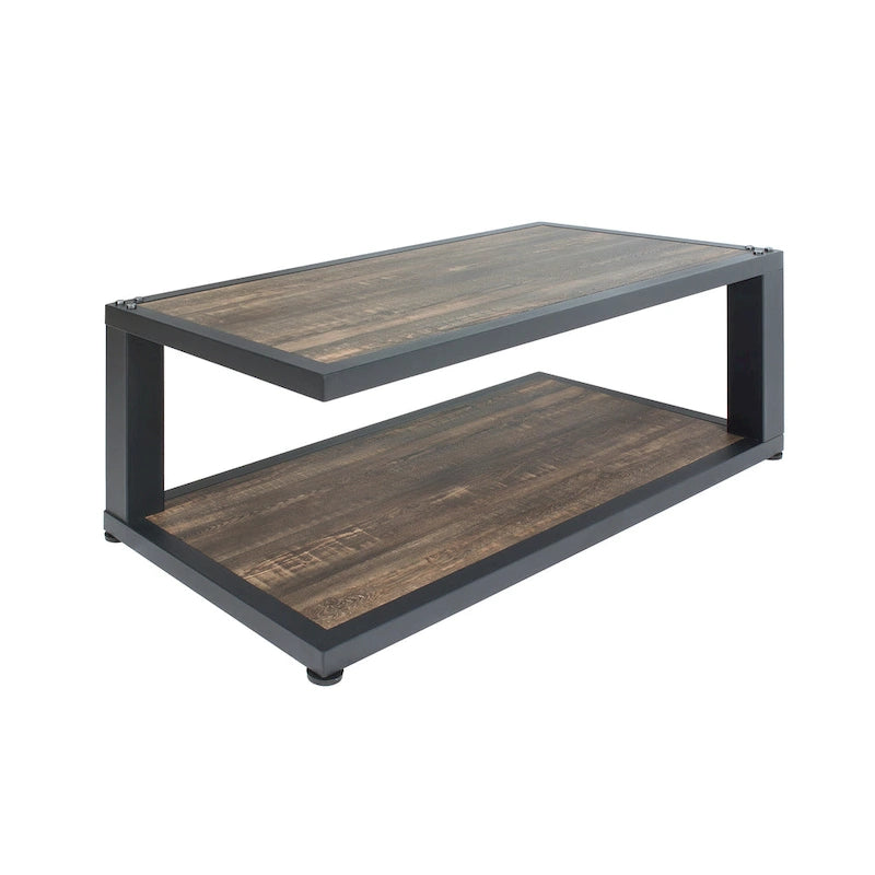 Table basse étagère noyer foncé et noir sable