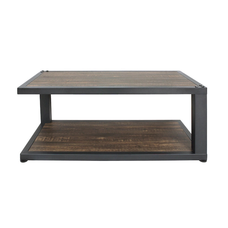 Table basse étagère noyer foncé et noir sable