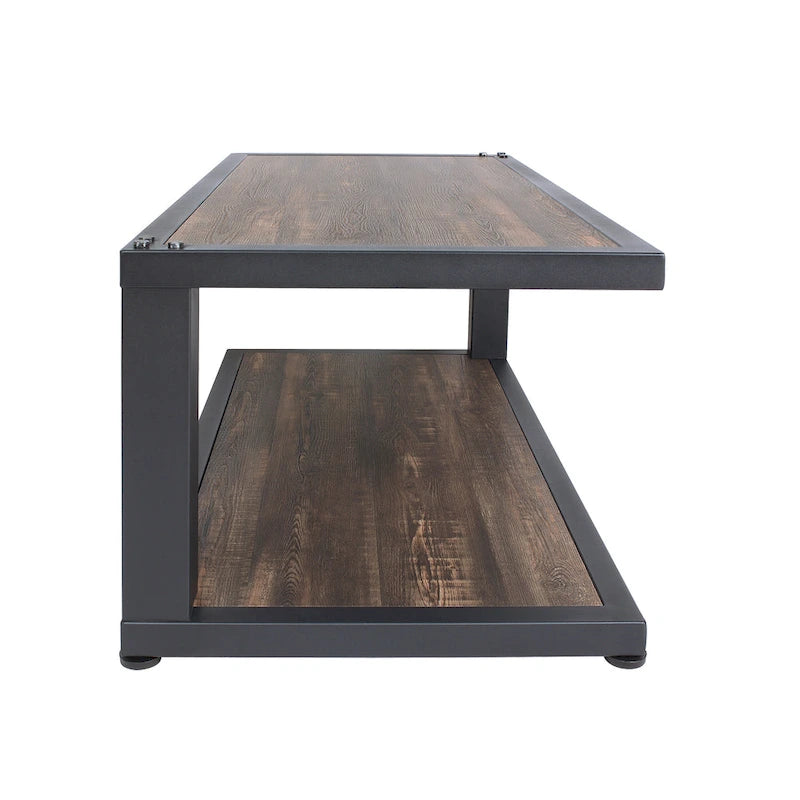 Table basse étagère noyer foncé et noir sable