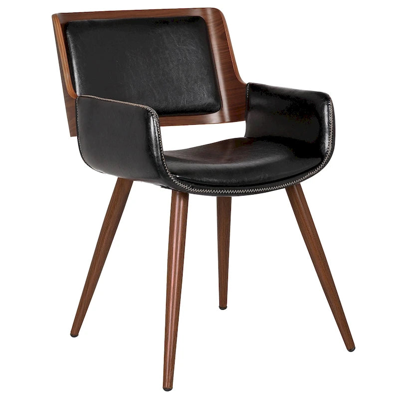 Chaise de salle à manger en similicuir style Mid-Century avec pieds en métal