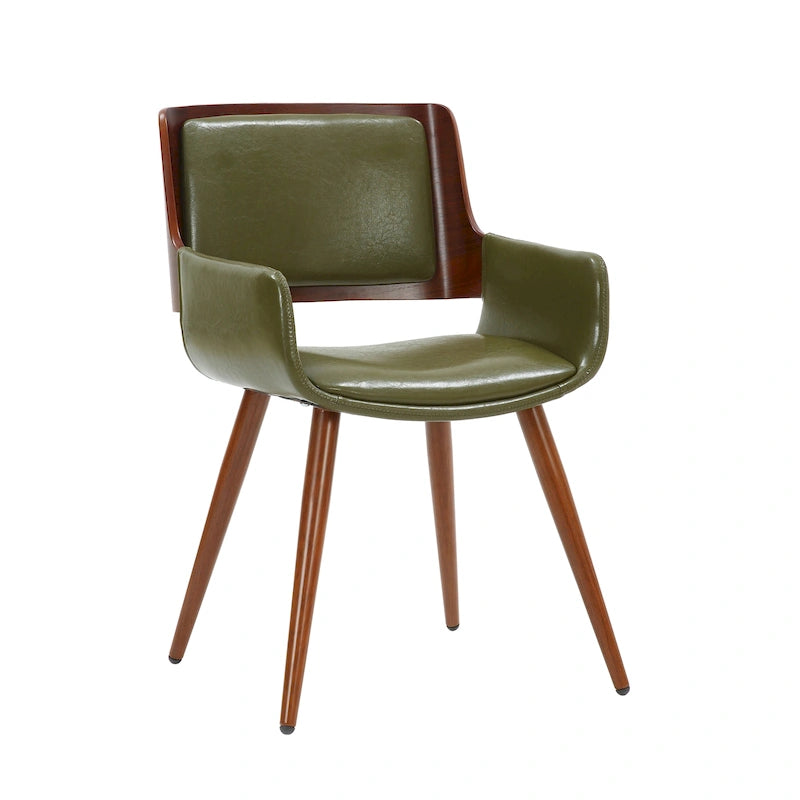 Chaise de salle à manger en similicuir style Mid-Century avec pieds en métal