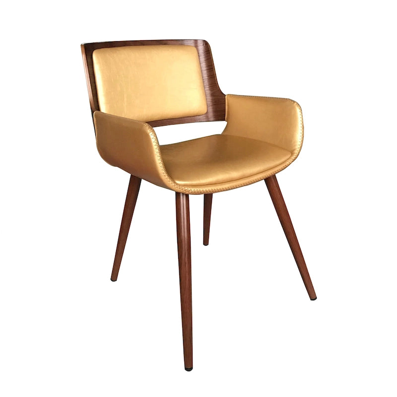 Chaise de salle à manger en similicuir style Mid-Century avec pieds en métal