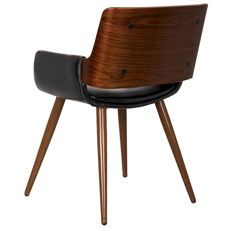 Chaise de salle à manger en similicuir style Mid-Century avec pieds en métal