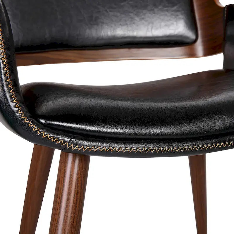 Chaise de salle à manger en similicuir style Mid-Century avec pieds en métal