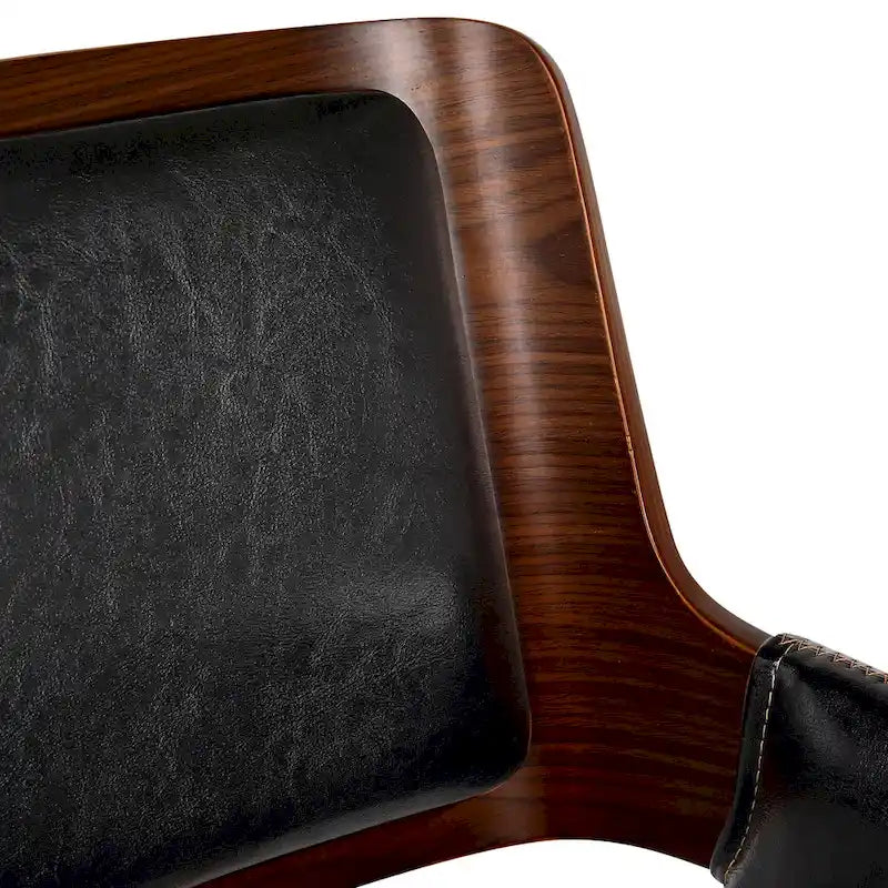 Chaise de salle à manger en similicuir style Mid-Century avec pieds en métal