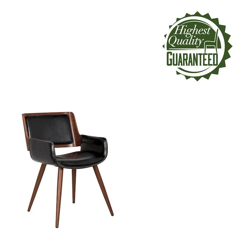 Chaise de salle à manger en similicuir style Mid-Century avec pieds en métal