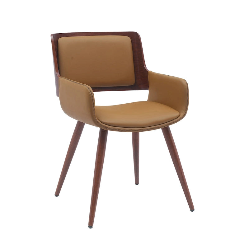 Chaise de salle à manger en similicuir style Mid-Century avec pieds en métal