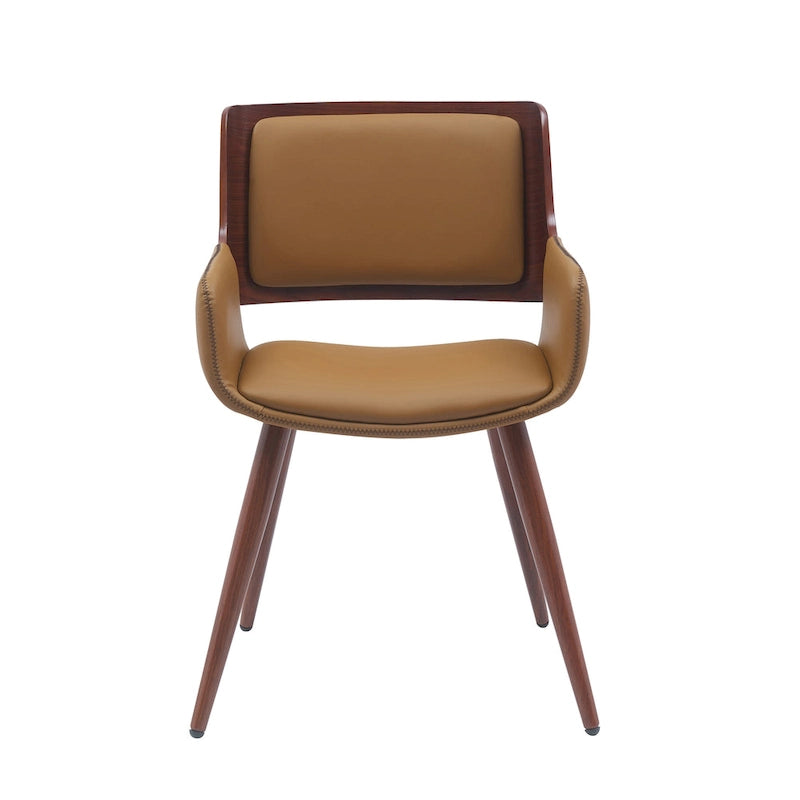 Chaise de salle à manger en similicuir style Mid-Century avec pieds en métal