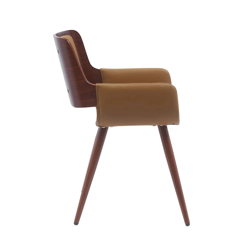 Chaise de salle à manger en similicuir style Mid-Century avec pieds en métal