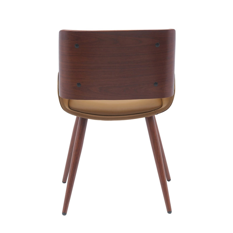 Chaise de salle à manger en similicuir style Mid-Century avec pieds en métal