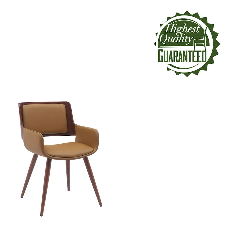 Chaise de salle à manger en similicuir style Mid-Century avec pieds en métal