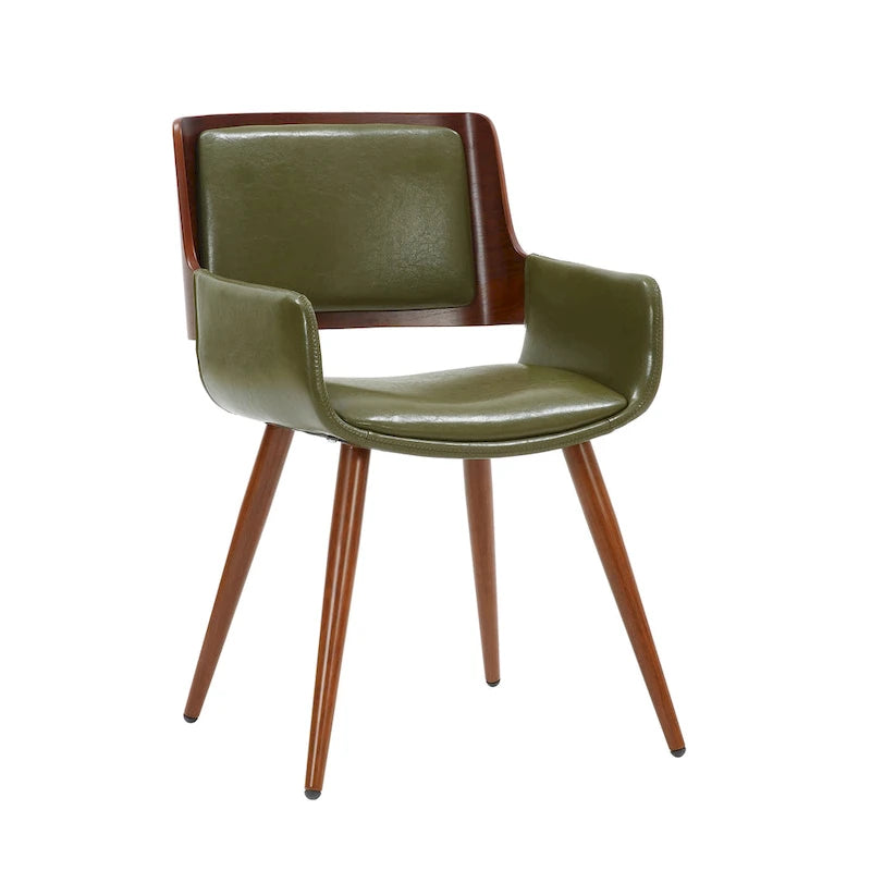 Chaise de salle à manger en similicuir style Mid-Century avec pieds en métal