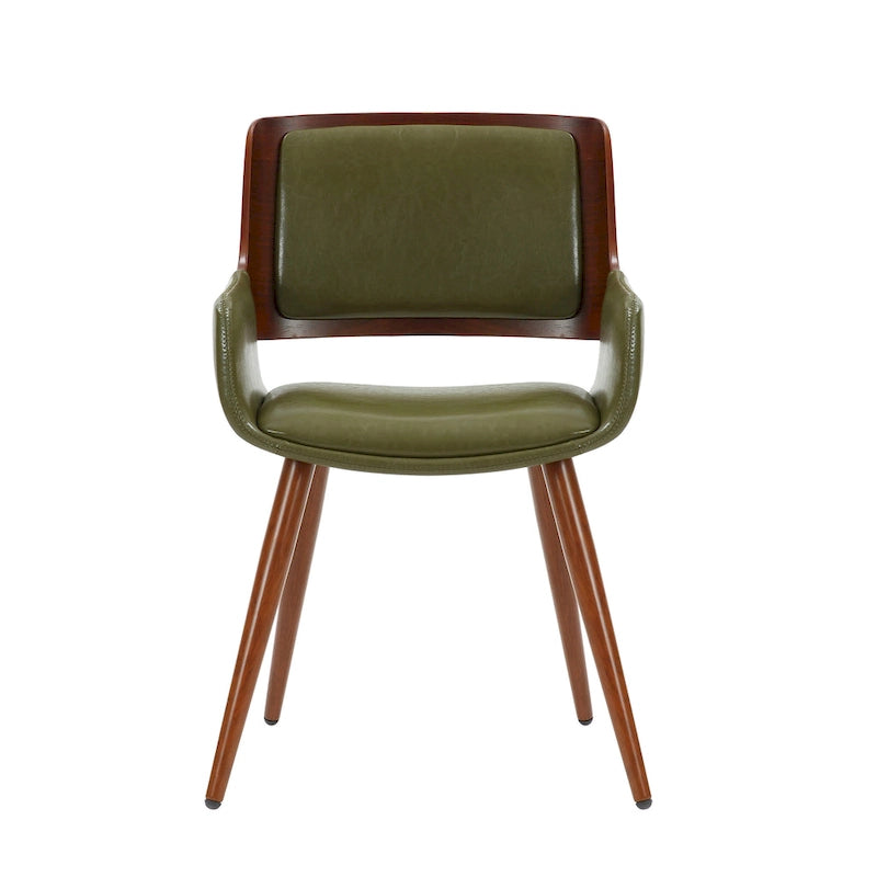 Chaise de salle à manger en similicuir style Mid-Century avec pieds en métal