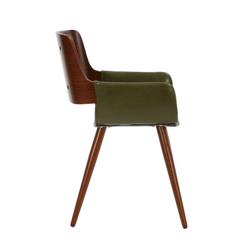 Chaise de salle à manger en similicuir style Mid-Century avec pieds en métal