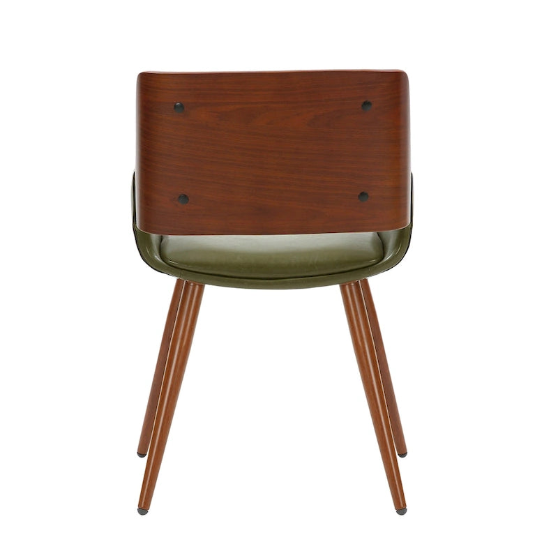 Chaise de salle à manger en similicuir style Mid-Century avec pieds en métal