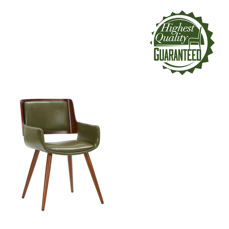 Chaise de salle à manger en similicuir style Mid-Century avec pieds en métal