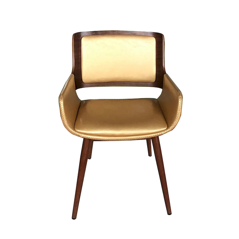 Chaise de salle à manger en similicuir style Mid-Century avec pieds en métal