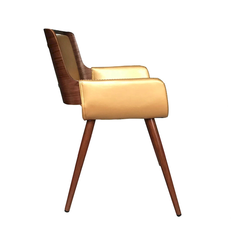 Chaise de salle à manger en similicuir style Mid-Century avec pieds en métal