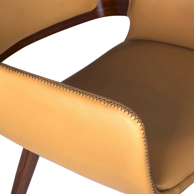 Chaise de salle à manger en similicuir style Mid-Century avec pieds en métal