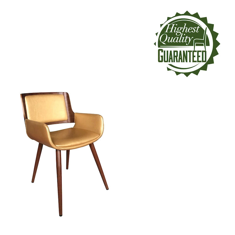 Chaise de salle à manger en similicuir style Mid-Century avec pieds en métal