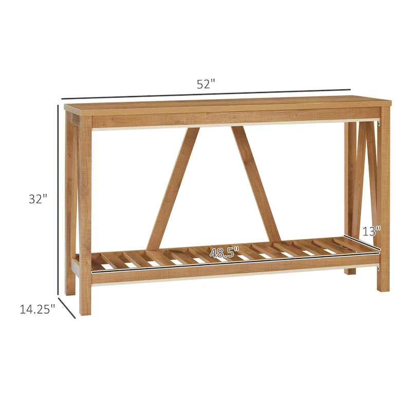 Console rustique avec étagère de rangement
