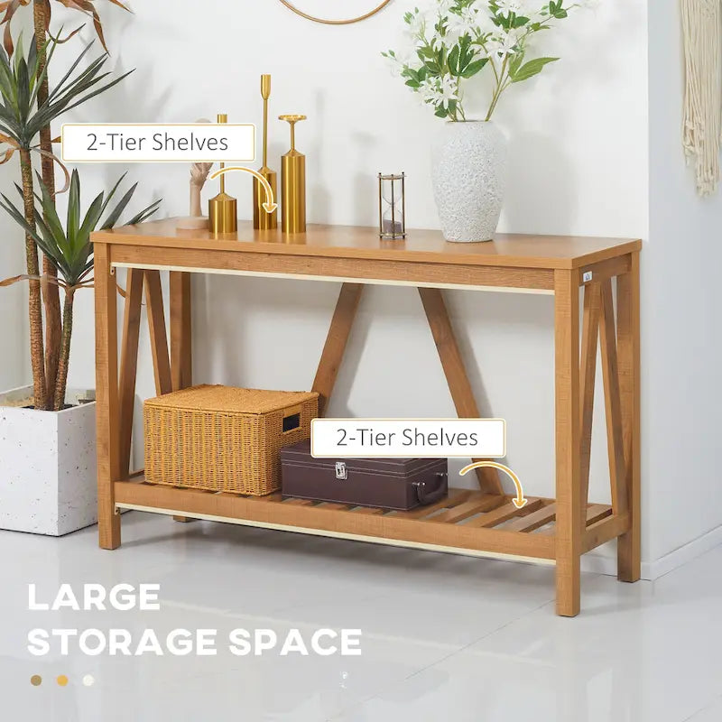 Console rustique avec étagère de rangement