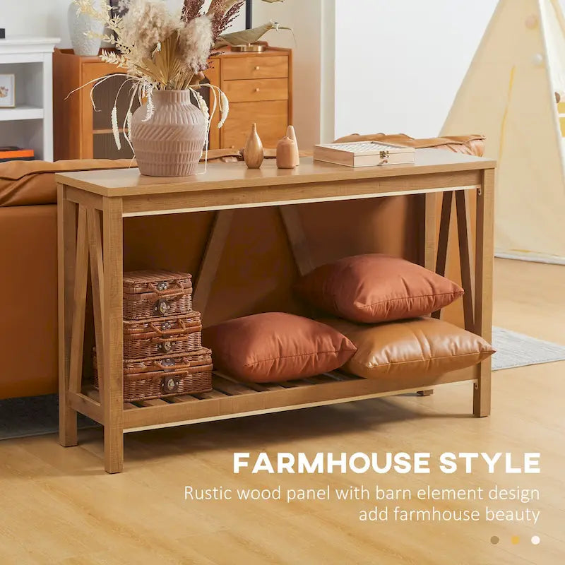 Console rustique avec étagère de rangement