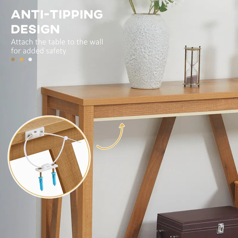 Console rustique avec étagère de rangement