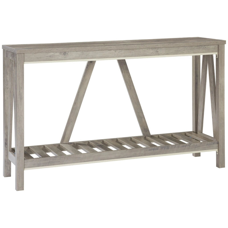 Console rustique avec étagère de rangement