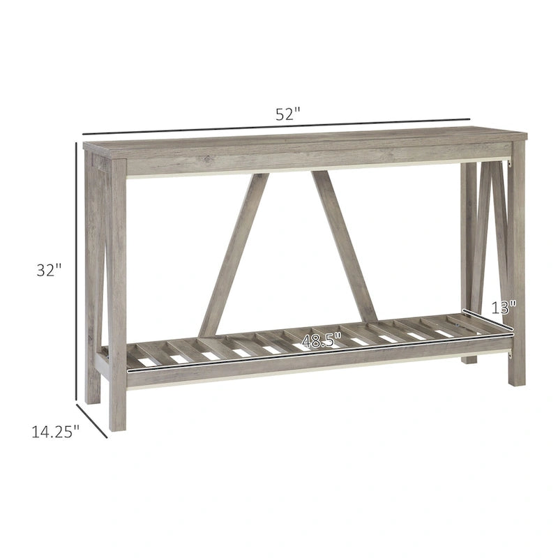 Console rustique avec étagère de rangement