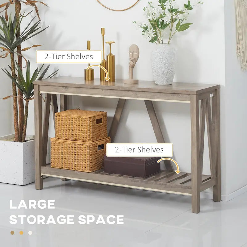 Console rustique avec étagère de rangement