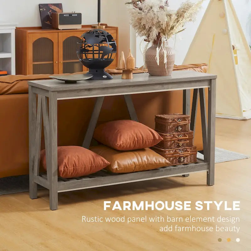 Console rustique avec étagère de rangement