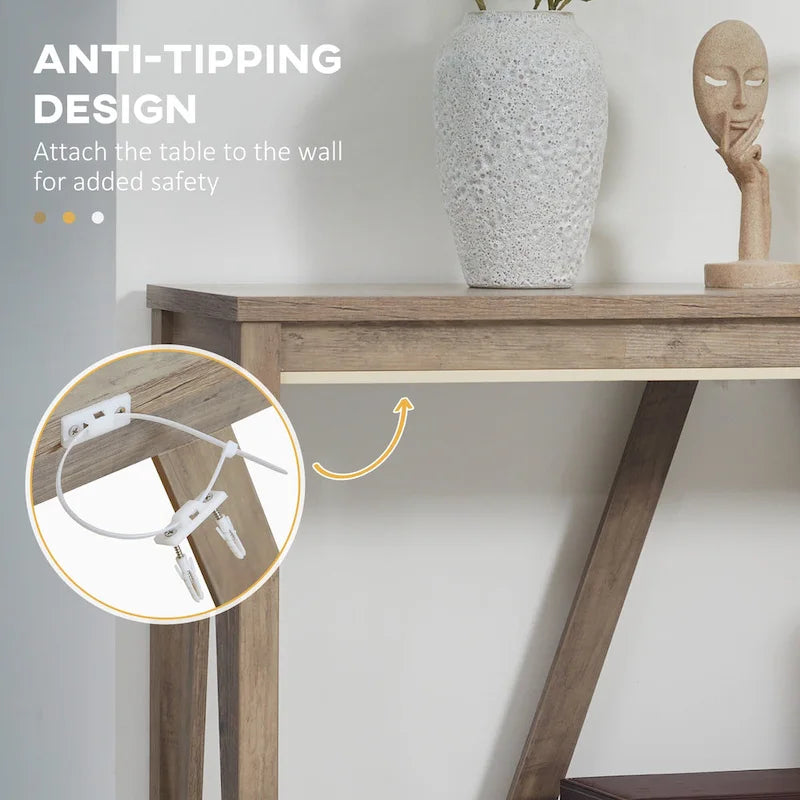 Console rustique avec étagère de rangement