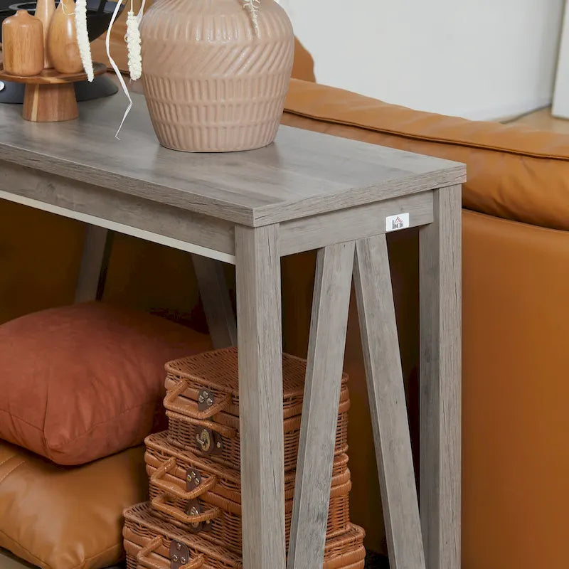 Console rustique avec étagère de rangement