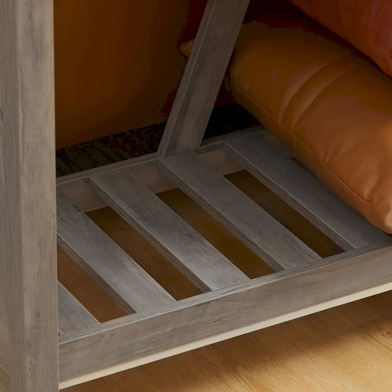 Console rustique avec étagère de rangement