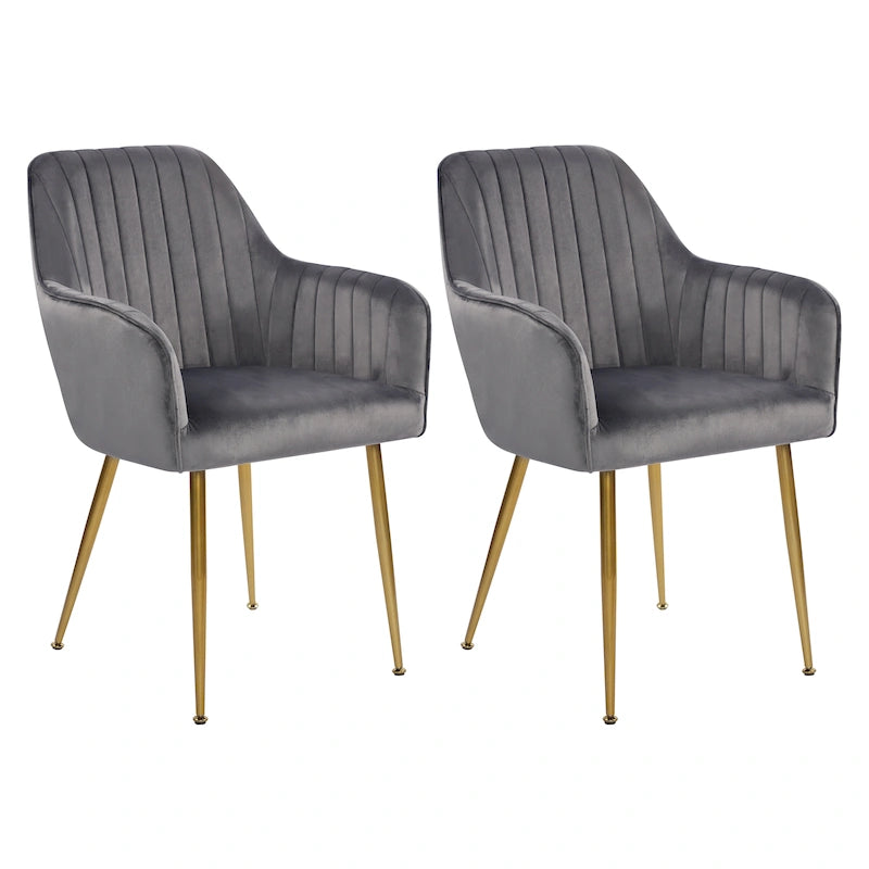Chaises de salle à manger d'appoint en velours avec pieds en métal doré