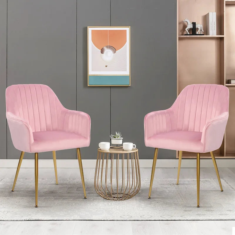Chaises de salle à manger d'appoint en velours avec pieds en métal doré