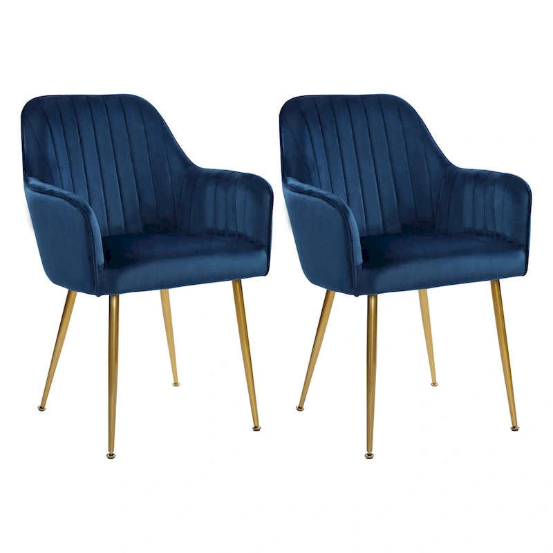 Chaises de salle à manger d'appoint en velours avec pieds en métal doré
