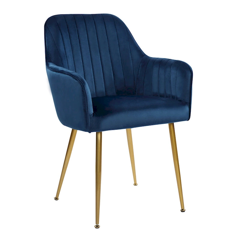 Chaises de salle à manger d'appoint en velours avec pieds en métal doré