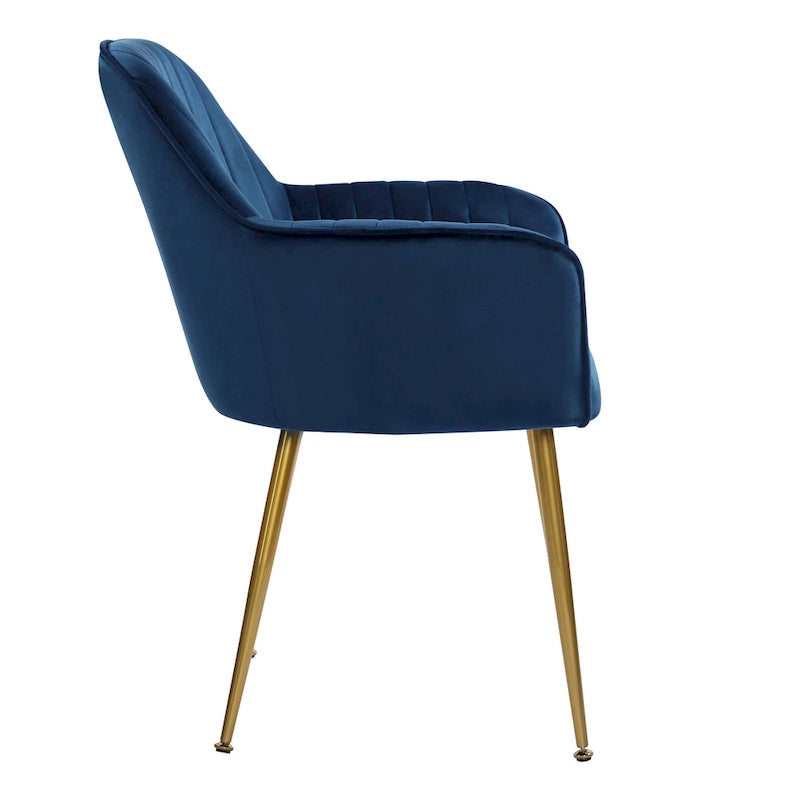 Chaises de salle à manger d'appoint en velours avec pieds en métal doré